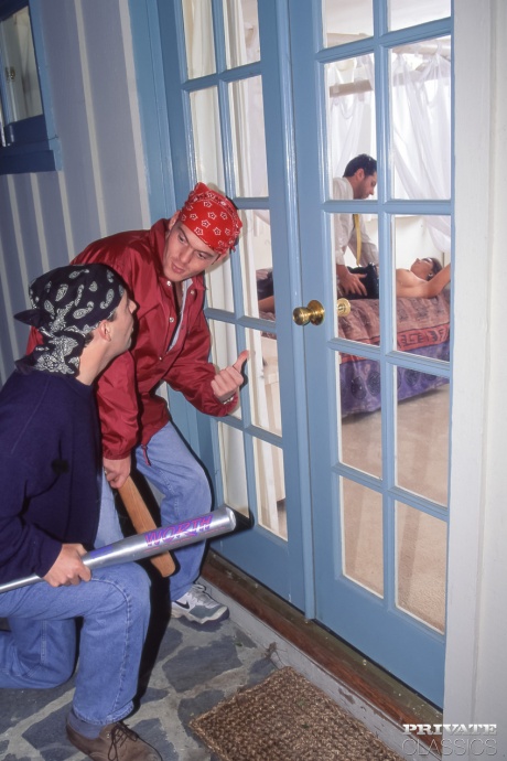 Милф-брюнетка София Феррари трахается со своим мужем и парой воров 4